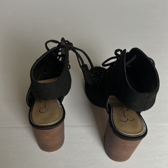Jessica Simpson Chunky Heel Sandals Lace Up Goth Witchy Boho Black Women's 7 - Picture 4 of 15